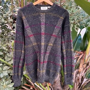 Vintage 1990s Damon Tall Man Wool Blend Check Sweater MT 21x27.5